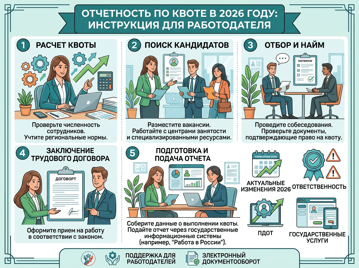 Как отчитываться по квоте в 2026 году: инструкция для работодателя